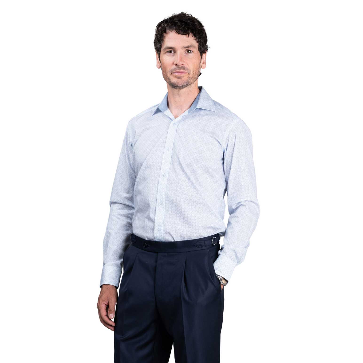 Rembrandt Barbican Light Blue & White Microdesign Shirt